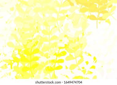 Light Green, Yellow vector natural background with leaves. Glitter abstract illustration with doodles and leaves. Brand new style for your business design.