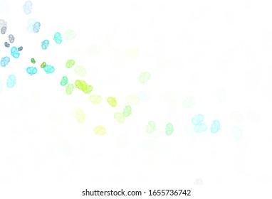 Color verde claro, Rama natural amarillo con flores. Ilustración colorida en estilo doodle con flores. Plantilla para fondos de teléfonos móviles.