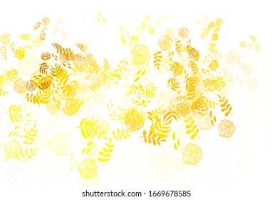 Light Green, Yellow vector natural pattern with leaves. Decorative illustration with doodles on abstract template. Brand new style for your business design.
