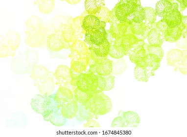Light Green, Yellow vector natural artwork with flowers. Doodle illustration of flowers in Origami style. Hand painted design for web, leaflets.