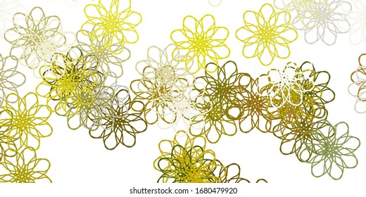 Diseño natural vectorial amarillo claro con flores. Flores coloridas de estilo natural sobre un fondo sencillo. Nuevo diseño comercial.