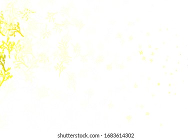 Fondo natural vectorial amarillo verde claro con ramas. Doodles sobre fondo blanco. Nuevo estilo para el diseño de su empresa.