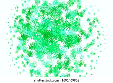 Light Green, Yellow vector natural pattern with branches. Doodle illustration of leaves and branches in Origami style. Pattern for wallpapers, coloring books.
