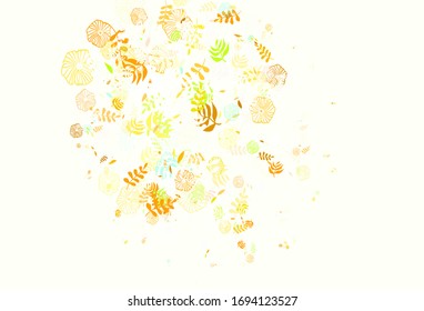 Light Green, Yellow vector natural backdrop with leaves. Decorative illustration with doodles on abstract template. Template for backgrounds of cell phones.