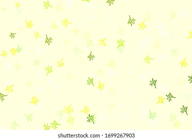 Light Green, Yellow vector natural artwork with sakura. An elegant bright illustration with leaves and branches. A new texture for your wallpaper design.