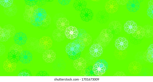 Arte natural vectorial amarillo verde claro con flores. Ilustración abstracta con flores de estilo Origami. Nuevo diseño comercial.