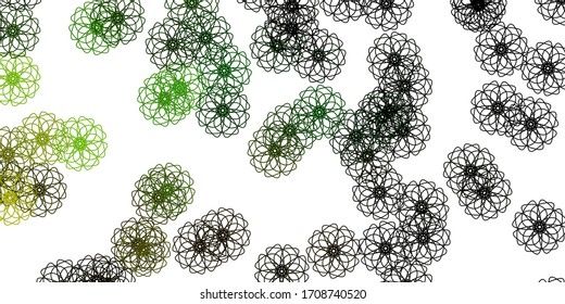 Light Green, Yellow vector natural backdrop with flowers. Simple colored illustration with abstarct flowers. Brand new business design.