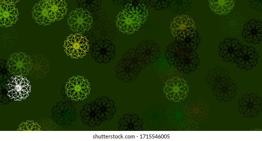 Color verde claro, amarillo vectorial, fondo natural con flores. Ilustración simple de color con flores abstractas. Nuevo diseño comercial.