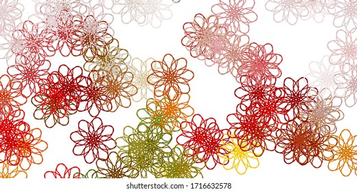 Light Green, Yellow vector natural backdrop with flowers. Colorful flowers in natural style on simple background. Best design for your business.