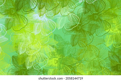 Light Green, Yellow vector natural pattern with flowers. Glitter abstract illustration with flowers. Brand new design for your business.