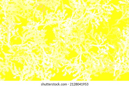 Verde claro, Vector amarillo de arte natural con hojas, ramas. Hojas, ramas de estilo natural sobre fondo blanco. Nueva plantilla para tu libro de marcas.