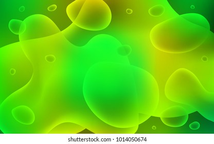 Light Green, Yellow vector pattern with bent ribbons. Blurred geometric sample with gradient bubbles.  Memphis style for your business design.