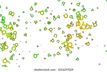 Light Green, Yellow vector pattern with ABC symbols. Shining illustration with ABC symbols on abstract template. Best design for your ad, poster, banner of college.