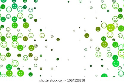 Light Green, Yellow vector pattern with positive smiles. Beautiful colored illustration with smiles in simple style. Design for positive ad, poster, banner.