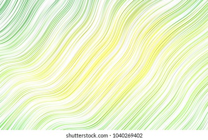 Light Green, Yellow vector pattern with bent ribbons. Modern gradient abstract illustration with bandy lines. Marble design for your web site.