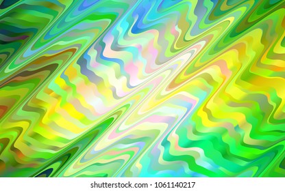 Light Green, Yellow vector pattern with bent ribbons. Creative geometric illustration in marble style with gradient. Marble design for your web site.