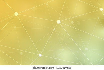 Light Green, Yellow vector pattern with spheres, triangles. Glitter abstract illustration with connection of triangle structure. Pattern can be used for ads, leaflets.