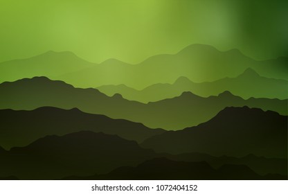 Light Green, Yellow vector pattern with lamp shapes. Shining crooked illustration in mountain style. Mountain design for your web site.
