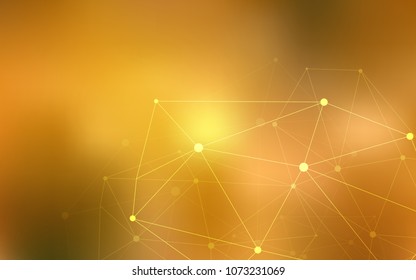 Light Green, Yellow vector pattern with spheres, triangles. Design with connection of dots and lines on colorful background. Pattern can be used for ads, leaflets.