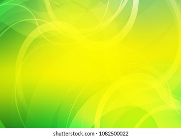 Light Green, Yellow vector pattern with lines, ovals. Blurred geometric sample with gradient bubbles.  The elegant pattern for brand book.
