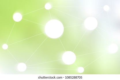Light Green, Yellow vector pattern with spheres, triangles. Design with connection of dots and lines on colorful background. Pattern can be used as texture of wallpapers.