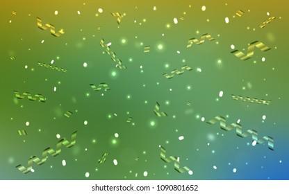 Light Green, Yellow vector pattern with christmas ribbons. Glitter abstract illustration with colorful confetti, ribbons. New design for ad, poster, banner of your Party.