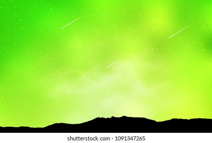 Light Green, Yellow vector pattern with night sky stars. Space stars on blurred abstract background with gradient. Pattern for astrology websites.