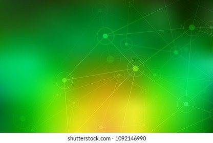 Light Green, Yellow vector pattern with spheres, triangles. Colorful illustration with circles and lines in futuristic style. Pattern can be used for ads, leaflets.