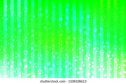 Light Green, Yellow vector pattern with football balls. Decorative design of football balls on a gradient backdrop. Design for posters, banners of sports competitions.