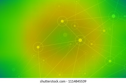 Light Green, Yellow vector pattern with spheres, triangles. Colorful illustration with circles and lines in futuristic style. Pattern can be used for ads, leaflets.