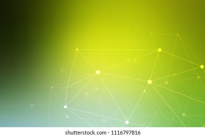 Light Green, Yellow vector pattern with spheres, triangles. Decorative design in abstract style with triangle structure. Completely new template for your brand book.