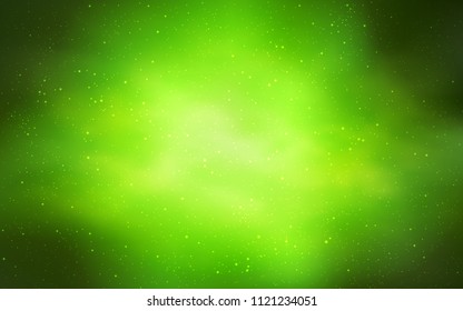 Light Green, Yellow vector pattern with night sky stars. Modern abstract illustration with Big Dipper stars. Template for cosmic backgrounds.
