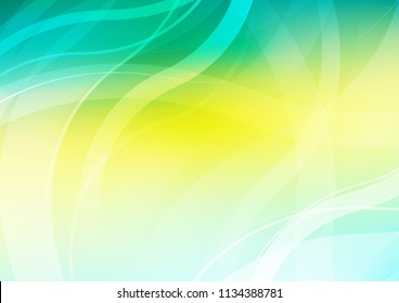 Light Green, Yellow vector pattern with lines, ovals. Creative illustration in halftone marble style with gradient. Marble style for your business design.