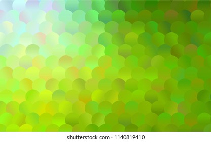 Light Green, Yellow vector pattern with colored spheres. Geometric sample of repeating circles on white background in halftone style.