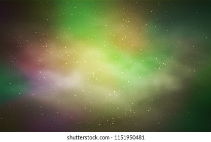 Light Green, Yellow vector pattern with night sky stars. Space stars on blurred abstract background with gradient. Pattern for astronomy websites.