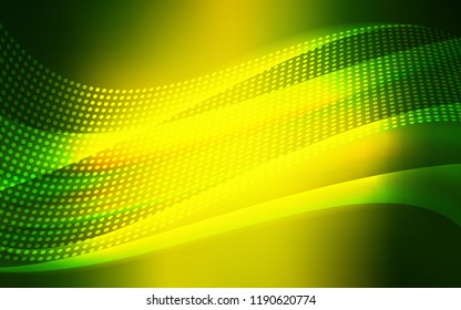 Light Green, Yellow vector pattern with spheres, triangles. Illustration with set of colorful abstract circles and lines. Template for business cards, websites.