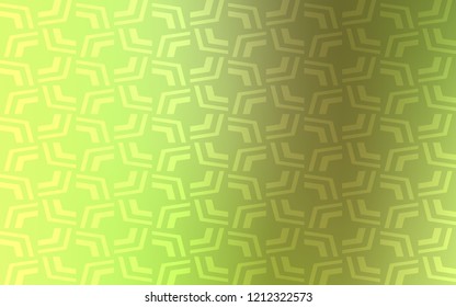 Light Green, Yellow vector pattern with lines, ovals. Blurred geometric sample with gradient bubbles.  Textured wave pattern for backgrounds.