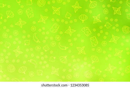 Light Green, Yellow vector pattern with fresh ingredients. Glitter abstract sketch with gourmet food. Template for meal cooking in kitchen.