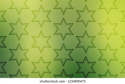 Light Green, Yellow vector pattern with christmas stars. Modern geometrical abstract illustration with stars. Template for sell phone backgrounds.
