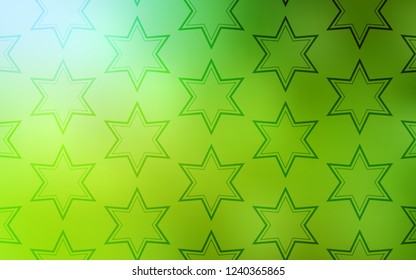 Light Green, Yellow vector pattern with christmas stars. Shining colored illustration with stars. Best design for your ad, poster, banner.