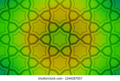 Light Green, Yellow vector pattern with christmas stars. Glitter abstract illustration with colored stars. Pattern for new year ad, booklets.