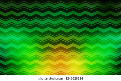 Light Green, Yellow vector pattern with sharp lines. Shining colored illustration with sharp stripes. Best design for your ad, poster, banner.