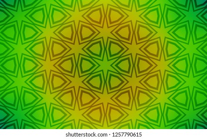 Light Green, Yellow vector pattern with christmas stars. Stars on blurred abstract background with gradient. Best design for your ad, poster, banner.