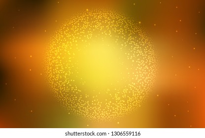 Light Green, Yellow vector pattern with night sky stars. Space stars on blurred abstract background with gradient. Best design for your ad, poster, banner.