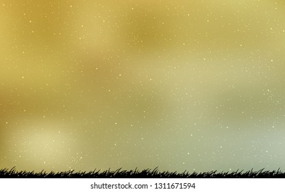 Light Green, Yellow vector pattern with night sky stars. Glitter abstract illustration with colorful cosmic stars. Pattern for astronomy websites.