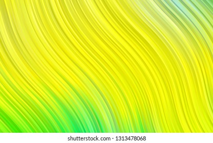 Light Green, Yellow vector pattern with bent ribbons. Blurred geometric sample with gradient bubbles.  Brand new design for your ads, poster, banner.