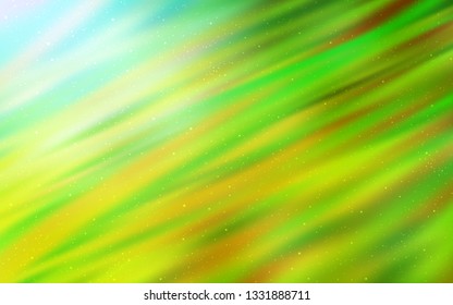 Light Green, Yellow vector pattern with night sky stars. Space stars on blurred abstract background with gradient. Best design for your ad, poster, banner.