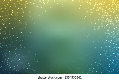 Light Green, Yellow vector pattern with night sky stars. Space stars on blurred abstract background with gradient. Pattern for astronomy websites.