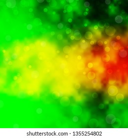 Light Green, Yellow vector pattern with circles. Glitter abstract illustration with colorful drops. Pattern for business ads.