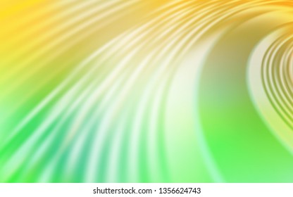 Light Green, Yellow vector pattern with curved lines. Colorful abstract illustration with gradient lines. Colorful wave pattern for your design.